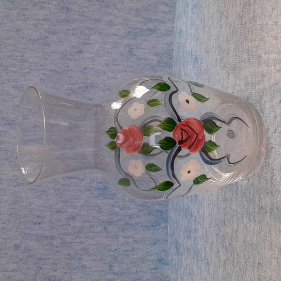 Vintage Hand-Painted Rose Pitcher/Glass Set-Bedside - Picture 2 of 4